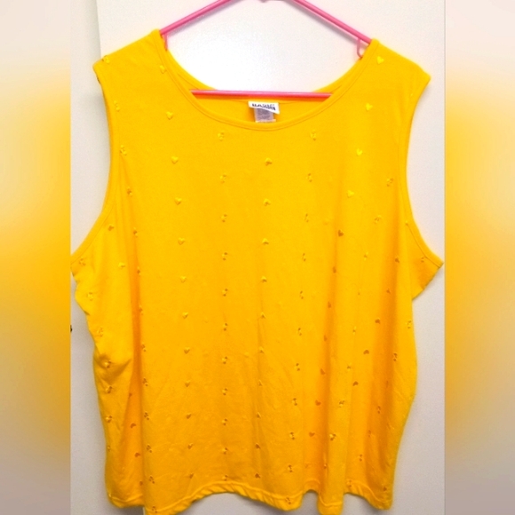 Yellow Sleeveless Top, Heart Embroidered Design - Picture 1 of 5